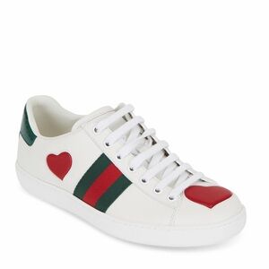 GUCCI Sneakers with Red Heart and Green Stripes